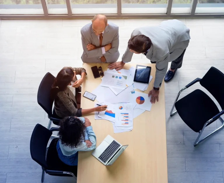 Top view of business people are meeting in office